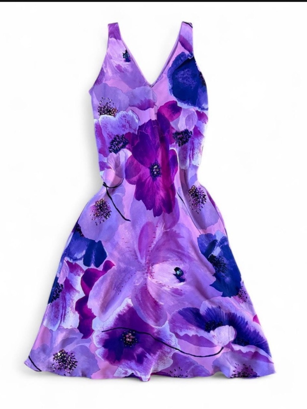 V-Neck Midi Dress in Lavender Floral